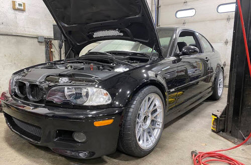 Black BMW E46 M3 Coupe Engine Service